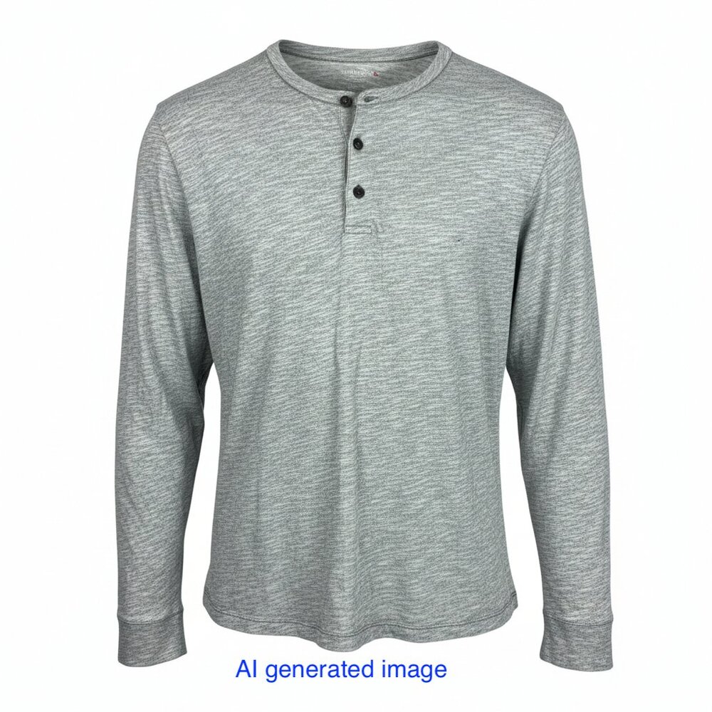 UNTUCKit XXL Gray Henley Shirt Long Sleeve Casual Pullover 100% Cotton